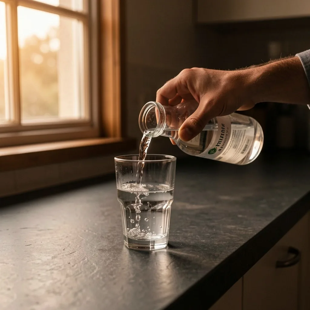 Morning hydration routine on dark stone counter