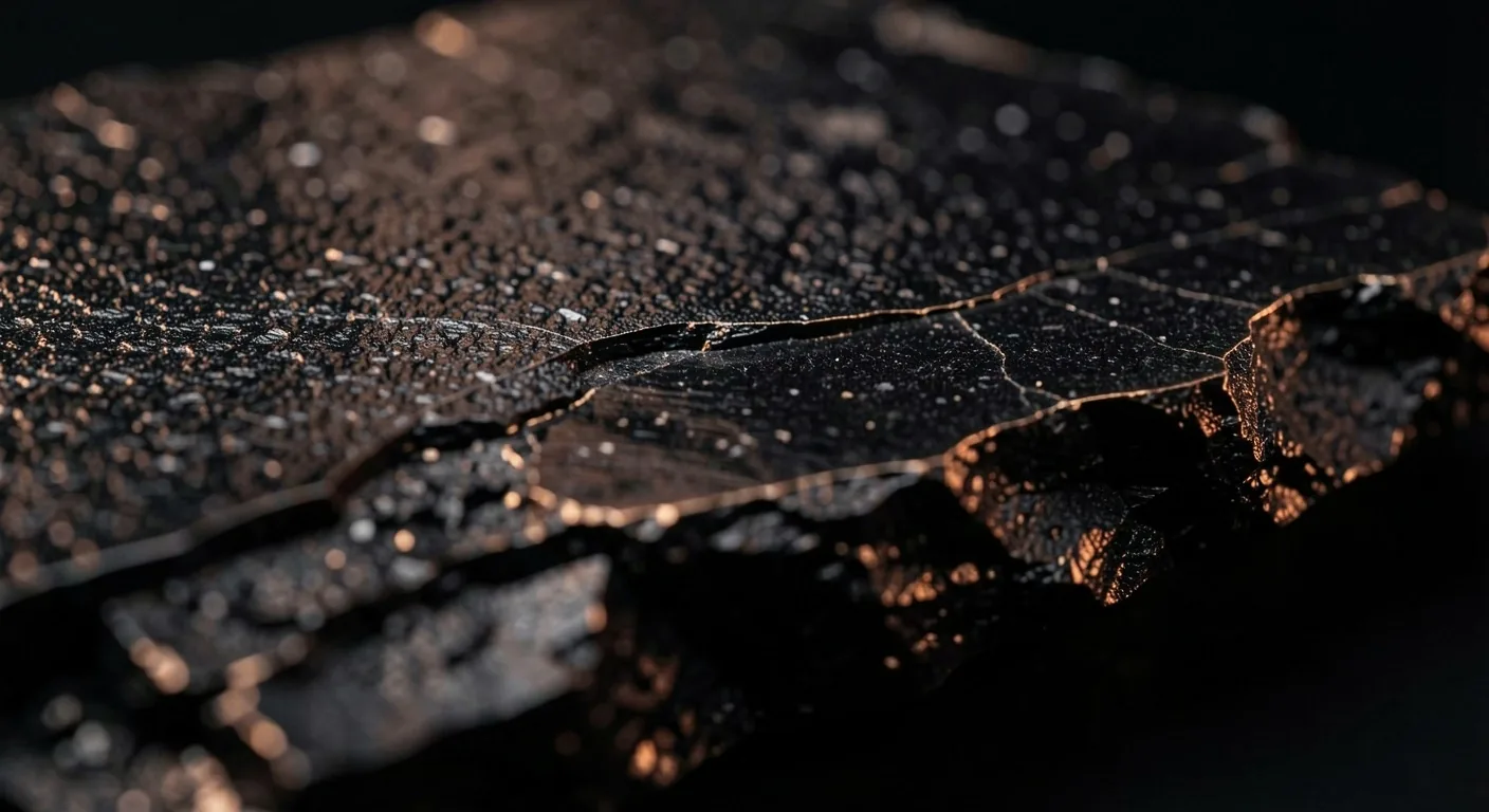 Dark mineral surface under warm light